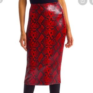 Commando Faux Animal Red Snake Print Midi Skirt NWT Size S